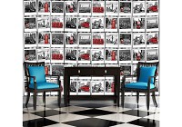 Флизелиновые фотообои на кухню 254x184 см Черно-белый коллаж с видами города Лондон (10462V4)+клей - вид 1 миниатюра