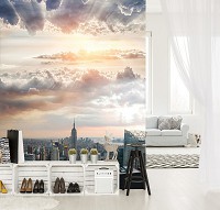 Флизелиновые фотообои 3D 206x275 см Солнечное небо над Нью-Йорком (10473VEA)+клей