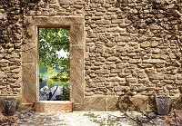 Флізелінові фотошпалери 3д 416x254 см Кам'яна стіна та ставок (10502VEXXXL) +клей - вид 1 мініатюра