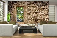 Флизелиновые фотообои 3д 254x184 см Каменная стена и пруд (10502V4)+клей