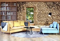 Флизелиновые фотообои 3д Каменная стена и пруд (10502V)+клей