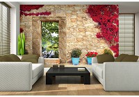 Флизелиновые 3д фотообои 368x254 см Каменная стена в цветах (10503V8) +клей