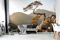 Красивые флизелиновые 3Д фотообои с природой 3D 312x219 см Горы Пенины - Дерево на скале (10511VEXXL)+клей