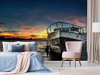 Флизелиновые фотообои на всю стену 3Д Яхта Корабль Ландшафт 254x184 см Лодка на море (10520V4)+клей