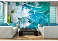 Флизелиновые фотообои 254x184 см Роса на цветах магнолии (10569V4)+клей