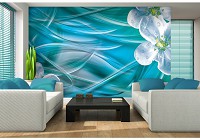 Флизелиновые фотообои на стену 254x184 см Роса на белых цветах (10570V4)+клей