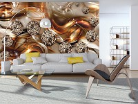 Флизелиновые фотообои  на стену 368х254 см Коричнево-серая абстракция - Золото и диаманты (10576V8)+клей
