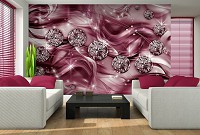 Флизелиновые фотообои искусство 254 x 184 см Светло-бордовая абстракция - Бриллианты с блеском (10577V4)+клей