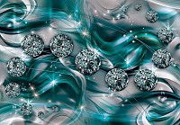 Флизелиновые фотообои фото 368x280 см Абстракция цвета морской волны - Бриллианты с блеском (10578V10) +клей - вид 1 миниатюра