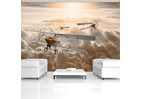 Флизелиновые фотообои 3D 254x184 см Три старинных самолета над облаками (10605V4)+клей