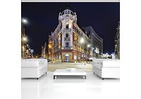 Флизелиновые фотообои в спальню над кроватью 3Д Ночная улица Катовице - польский город (10616V)+клей