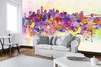 Флизелиновые фотообои 368x254 см Красочный город нарисованный акварелью (10634V8)+клей