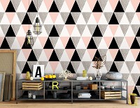 Флизелиновые фотообои в интерьере 520x318 см треугольники мозаика (10635VEXXXXXL) +клей