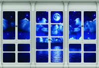 Море 3D флізелінові фотошпалери 254x184 см Нічне небо за великим вікном (10641V4)+клей - вид 1 мініатюра