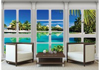 3d флизелиновые фотообои природа Вид из большого окна на Гавайи (10646V)+клей