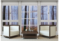 3d флизелиновые фотообои природа пейзаж 368x280 см 3D Вид на туманный лес из большого окна (10648V10) +клей