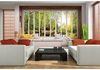 3d флизелиновые фотообои природа пейзаж 312x219 см Вид из большого окна на солнечный лес (10660VEXXL) +клей