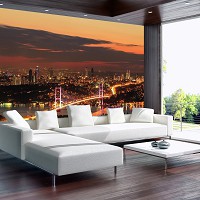 Модные флизелиновые фотообои в зал Закат 254x184 см 3D Босфорский мост в городе Стамбул (1066V4)+клей - вид 5 миниатюра