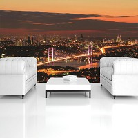Модные флизелиновые фотообои в зал Закат 254x184 см 3D Босфорский мост в городе Стамбул (1066V4)+клей - вид 9 миниатюра