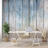 Флизелиновые фотообои под дерево 254x184 см Синие деревянные доски (10670V4)+клей