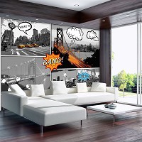 Флизелиновые фотообои Манхэттен 254x184 см Черно-белые Комиксы Города Нью-Йорк (10676V4)+клей