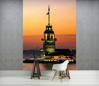 Флизелин - ремонт гостиной с фотообоями 184x254 см  Девичья башня в Стамбуле (1067V4A)+клей