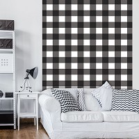 Современные флизелиновые фотообои на стену квадраты 206x275 см Черно-белые клетки (10680VEA)+клей - вид 5 миниатюра