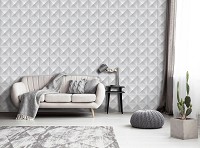 Флизелиновые фотообои в клетку 3D кубы Серые абстрактные треугольники (10682V)+клей