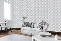 Красивые флизелиновые фотообои 3D кубы 254x184 см Серые абстрактные треугольники (10682V4)+клей