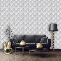 Флизелиновые фотообои в клетку 368x254 см 3D кубы Серые абстрактные треугольники (10682V8) +клей