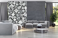 Флизелиновые фотообои 3д Геометрическая абстракция 206x275 см Серые квадраты (10683VEA)+клей