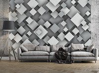 3d флизелиновые фотообои 368x280 см Серые квадраты (10683V10) +клей