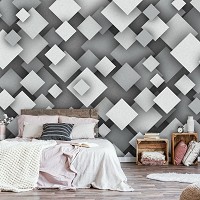 Флизелиновые 3д фотообои геометрия в детскую 416x254 см Серые квадраты (10683VEXXXL) +клей