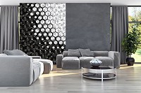 Флизелиновые фотообои 3 д фото 206x275 см Черно-белые шестиугольники (10684VEA)+клей