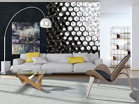 Флизелиновые фотообои 3д 184x254 см Черно-белые шестиугольники (10684V4A)+клей - вид 6 миниатюра