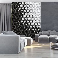 Флизелиновые фотообои 3д 184x254 см Черно-белые шестиугольники (10684V4A)+клей - вид 7 миниатюра