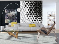 Флізелінові фотошпалери в інтер'єрі фото 184x254 см Соти 3D шестикутники білі з чорним (10685V4A)+клей - вид 6 мініатюра