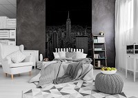 Флизелиновые фотообои 184x254 см Черно-белый рисунок города Нью-Йорк (10687V4A)+клей