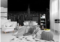 Флизелиновые фотообои 312x219 см Черно-белый рисунок города Нью-Йорк (10687VEXXL)+клей