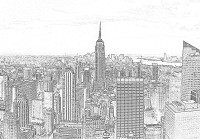 Флизелиновые фотообои в спальню Минимализм 254x184 см Черно-белый рисунок города Нью-Йорк (10688V4)+клей - вид 1 миниатюра