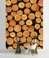 Флізелінові фотошпалери 3D 206x275 см Складені колоди (1068VEA)+клей