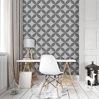 Повторяющийся узор на флизелиновых фото обоях Абстрактная геометрическая мозаика 184x254 см Серые круги (10691V4A)+клей