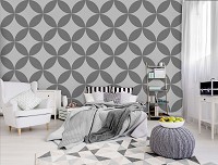Флизелиновые фотообои с геометрическими фигурами 368x254 см Серые круги (10691V8) +клей