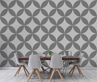 Повторяющийся узор на флизелиновых фото обоях Абстрактная геометрическая мозаика Серые круги (10691V)+клей