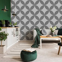 Абстрактные флизелиновые фотообои 520x318 см Серые круги (10691VEXXXXXL) +клей