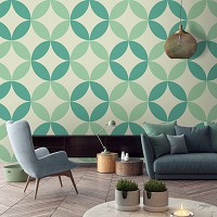Флизелиновые фотообои на стену Абстрактная геометрическая мозаика Зеленые круги (10692V)+клей