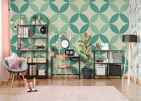 Флизелиновые фотообои с геометрическими фигурами 416x254 см Зеленые круги (10692VEXXXL) +клей