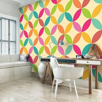 Флизелиновые фотообои на стену 368x254 см Разноцветные круги (10693V8) +клей