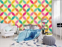 Флизелиновые фотообои абстрактная геометрическая красочная мозаика Разноцветные круги (10693V)+клей