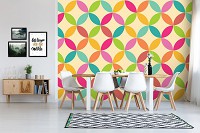 Абстракция флизелиновые фотообои геометрическая красочная мозаика 254x184 см Разноцветные круги (10693V4)+клей